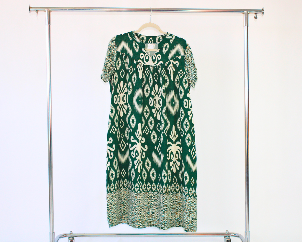 Y303 Vestido algodón estampado rombo