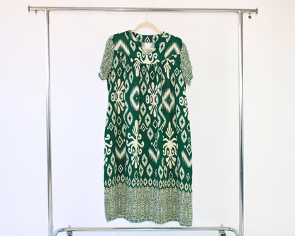 Y303 Vestido algodón estampado rombo