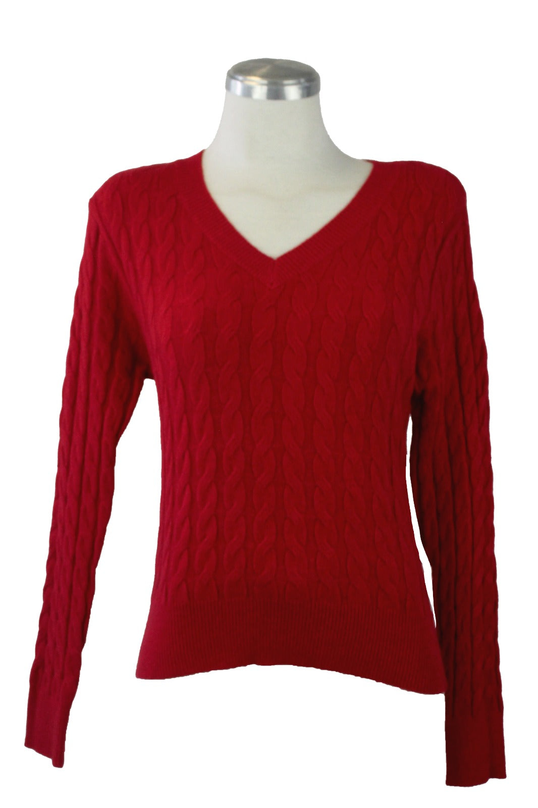 1278 Suéter Cuello V Trenzado Tejido