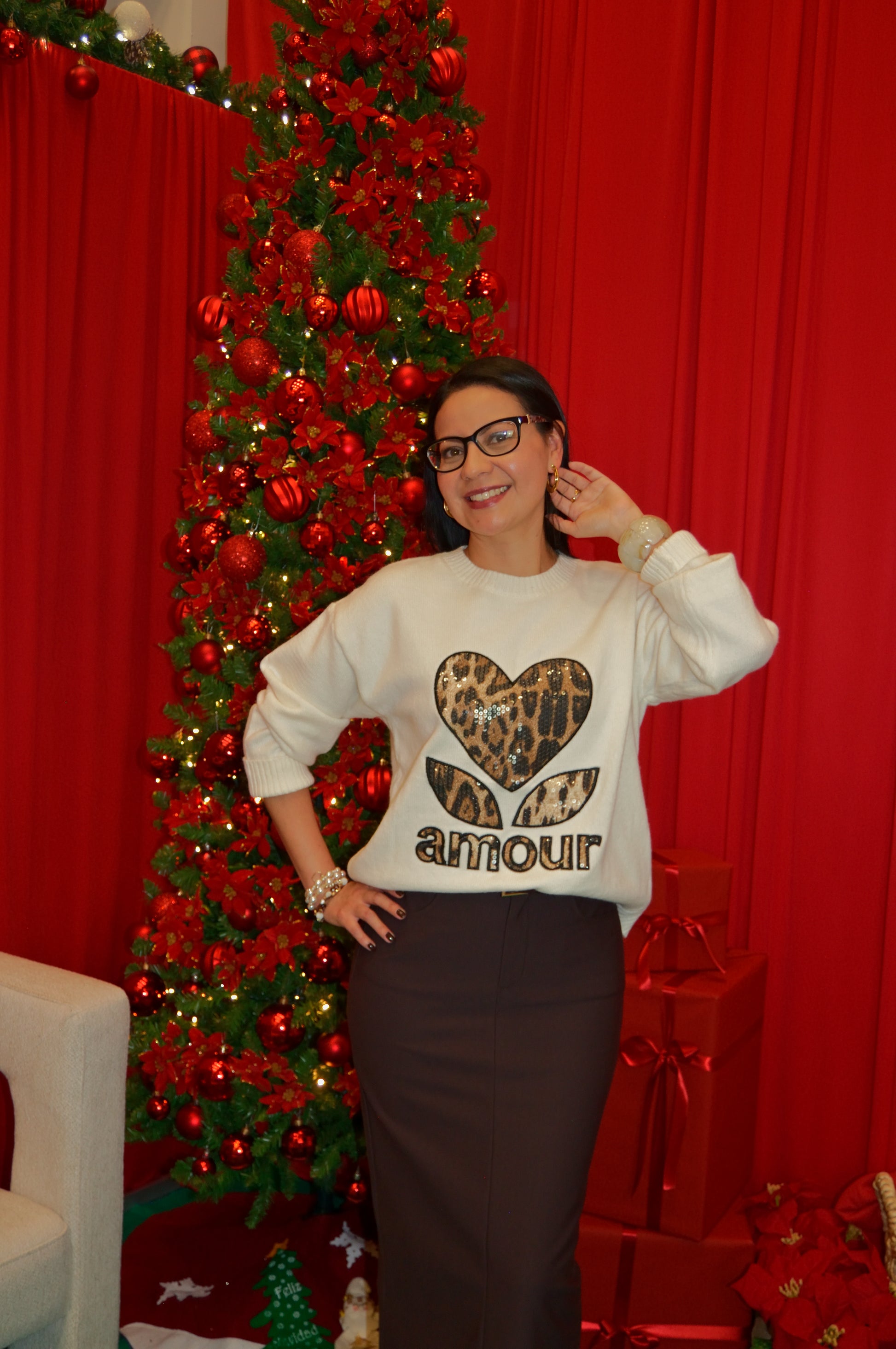 T2466 Suéter Tejido Diseño Corazón Animal P