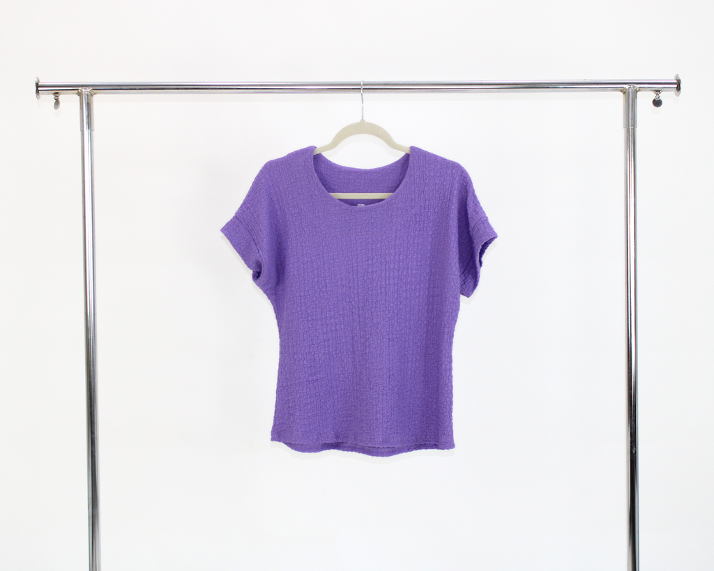 M2449c Blusa Cuello Redondo Corrugado Cuadros