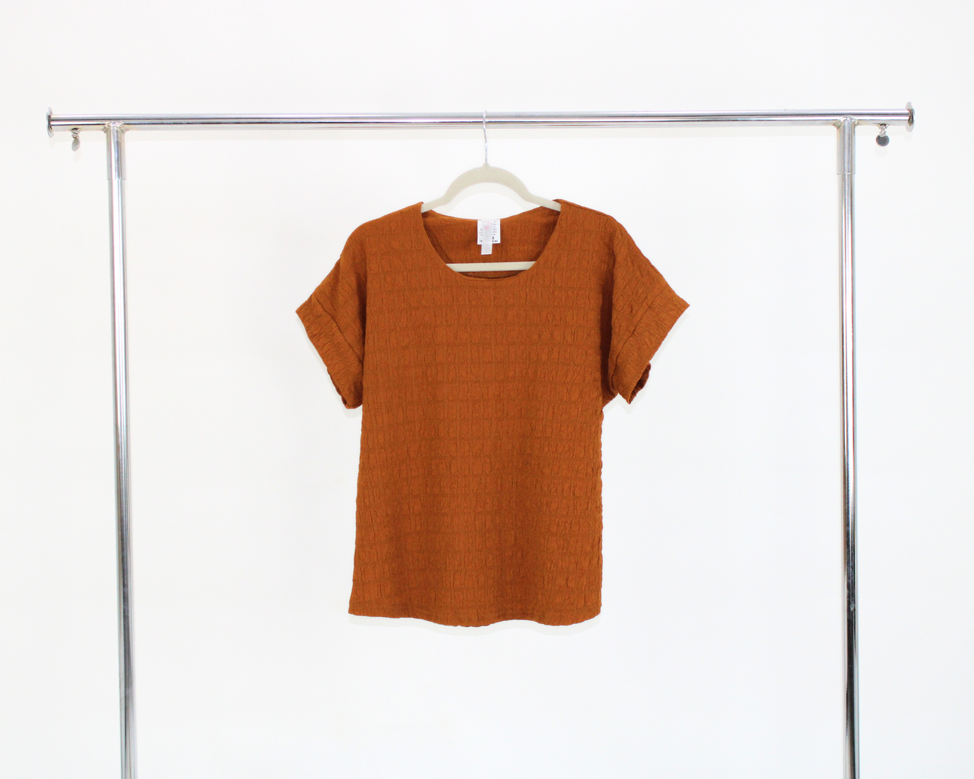 M2449c Blusa Cuello Redondo Corrugado Cuadros