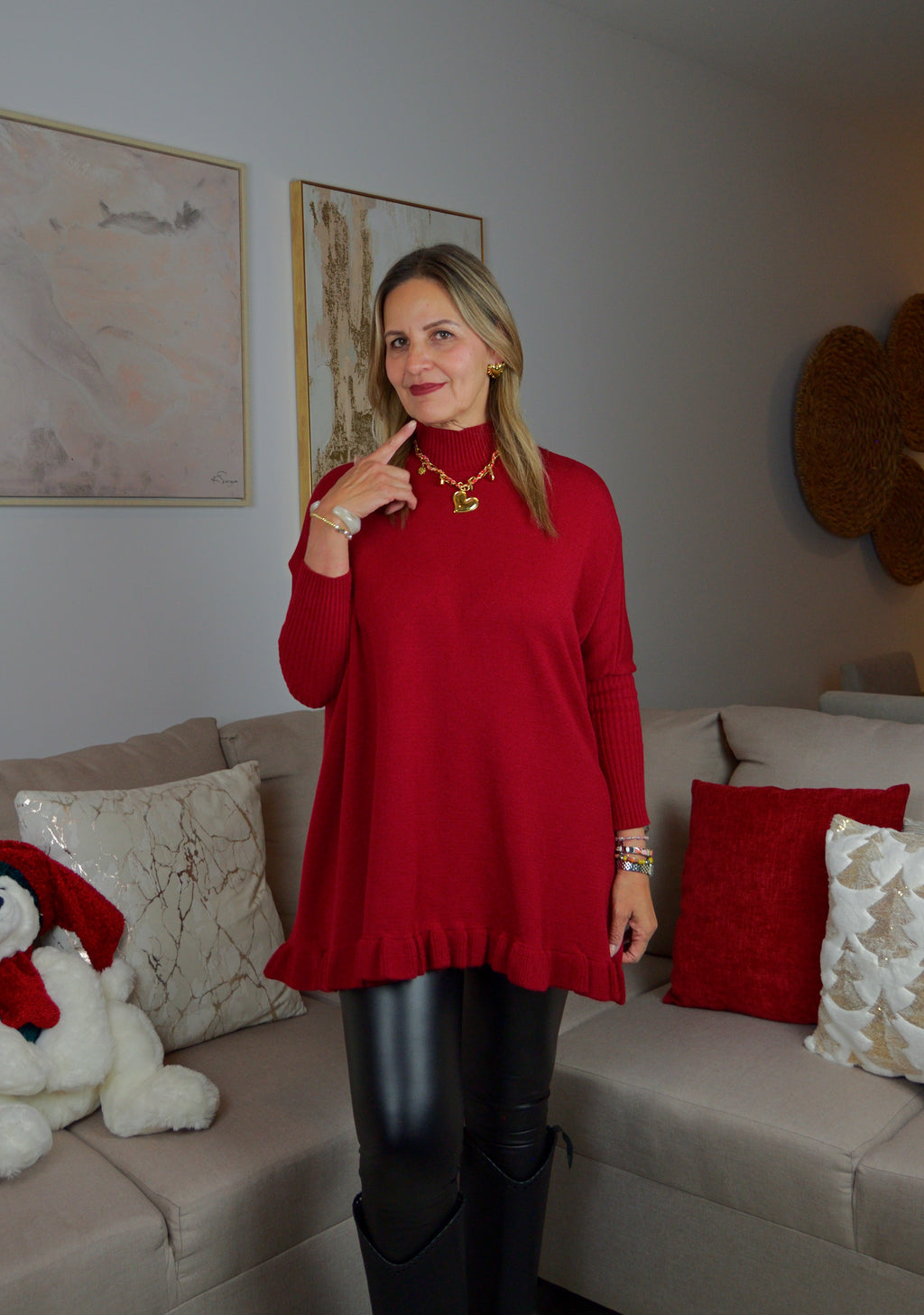 OLGA Capa Orilla Olanes Cuello Medio Alto