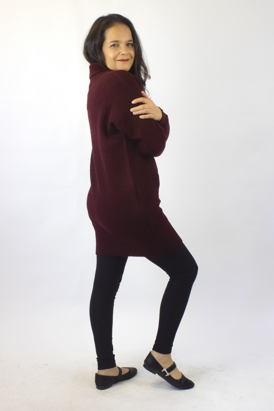 BS085 Blusón Tejido con Cuello de Tortuga