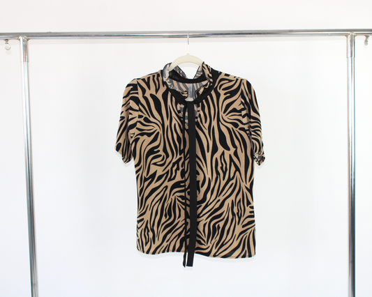 553 Blusa Calcuta Tipo Animal Print Con Lazos