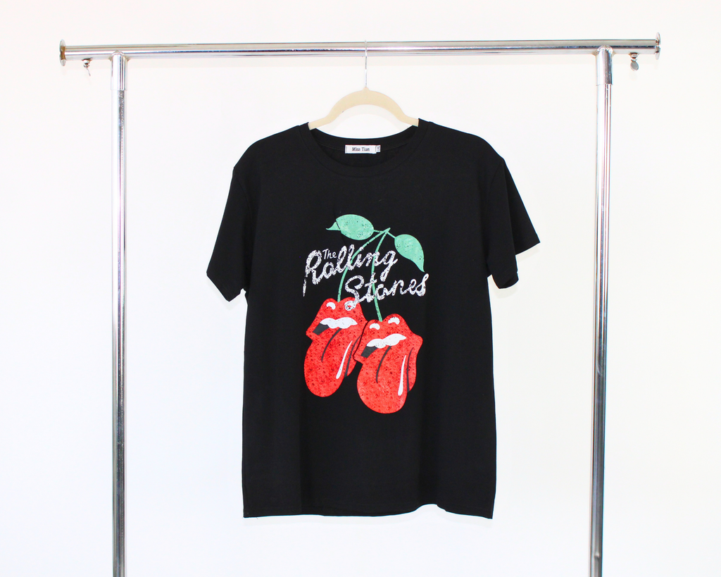 17332 Blusa Tipo Playera Estampado Cerezas Rollin Stone