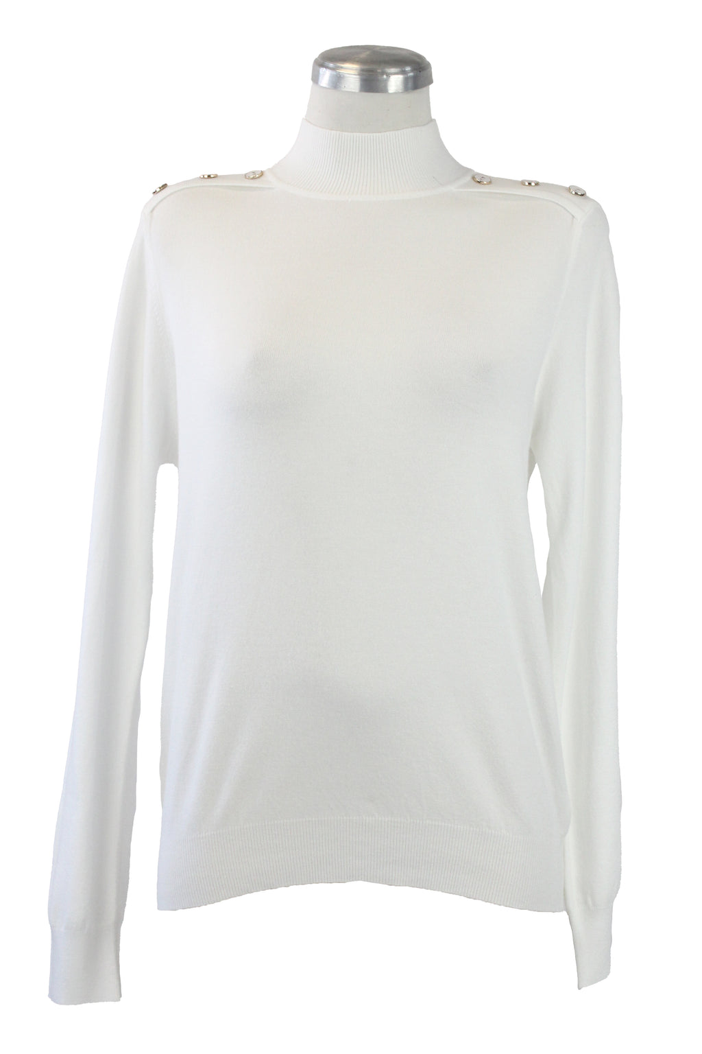 1283 Suéter Cuello Alto y Botones en los Hombros