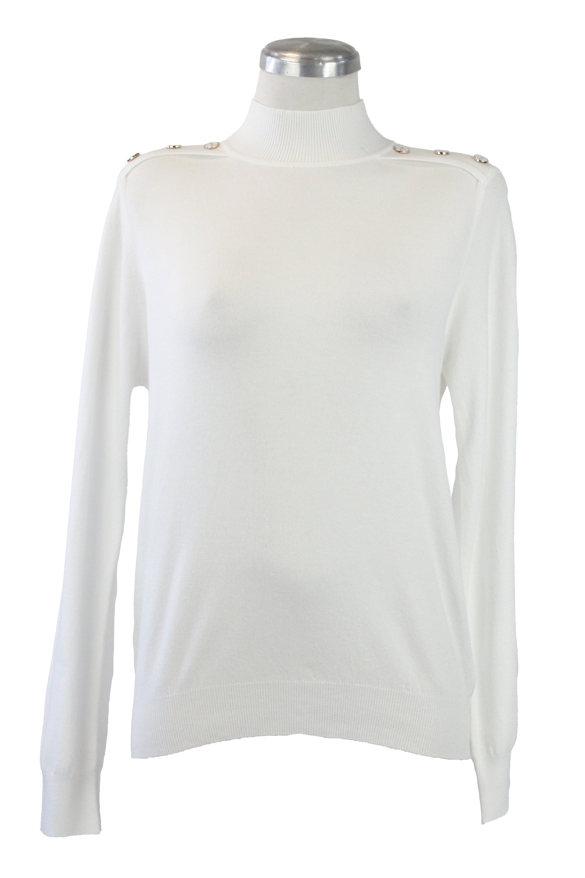 1283 Suéter Cuello Alto y Botones en los Hombros