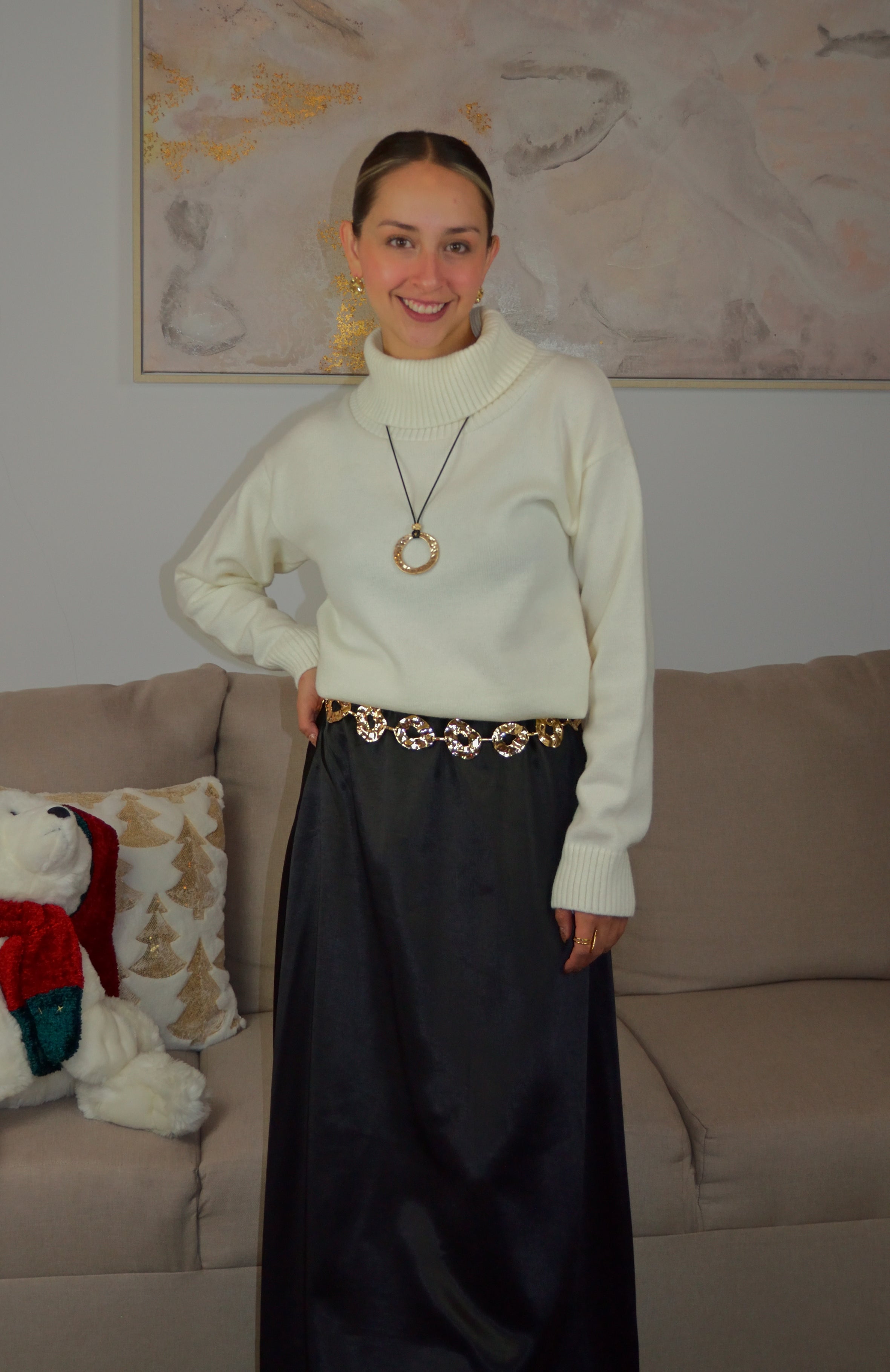 T3496 Falda Ancha de Satin