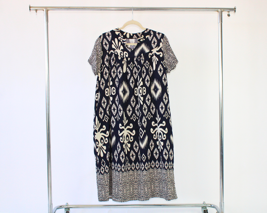 Y303 Vestido algodón estampado rombo