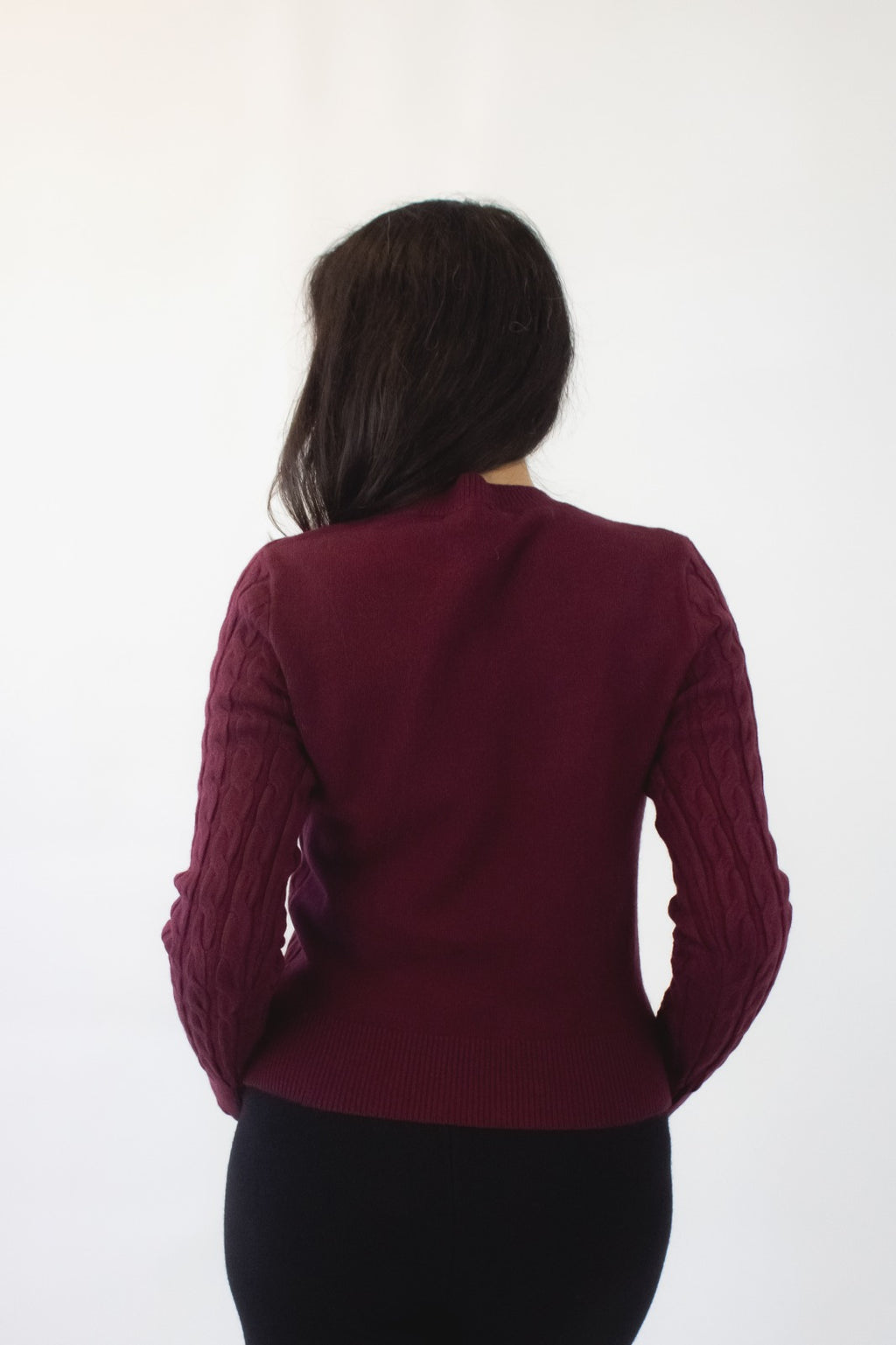 1278 Suéter Cuello V Trenzado Tejido