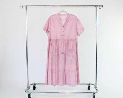 LRS25008 Vestido Largo Cuello Mao Bordado Flores