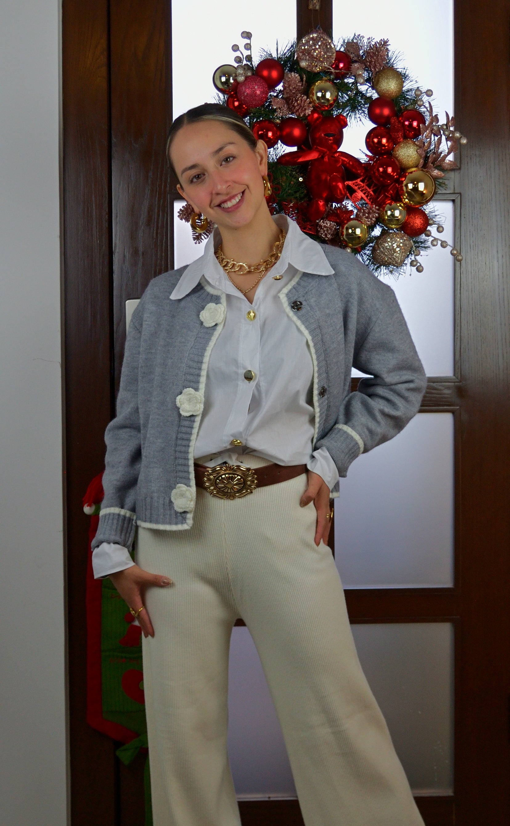 25362 Camisa Corta Cuello Sport Botones Dorados