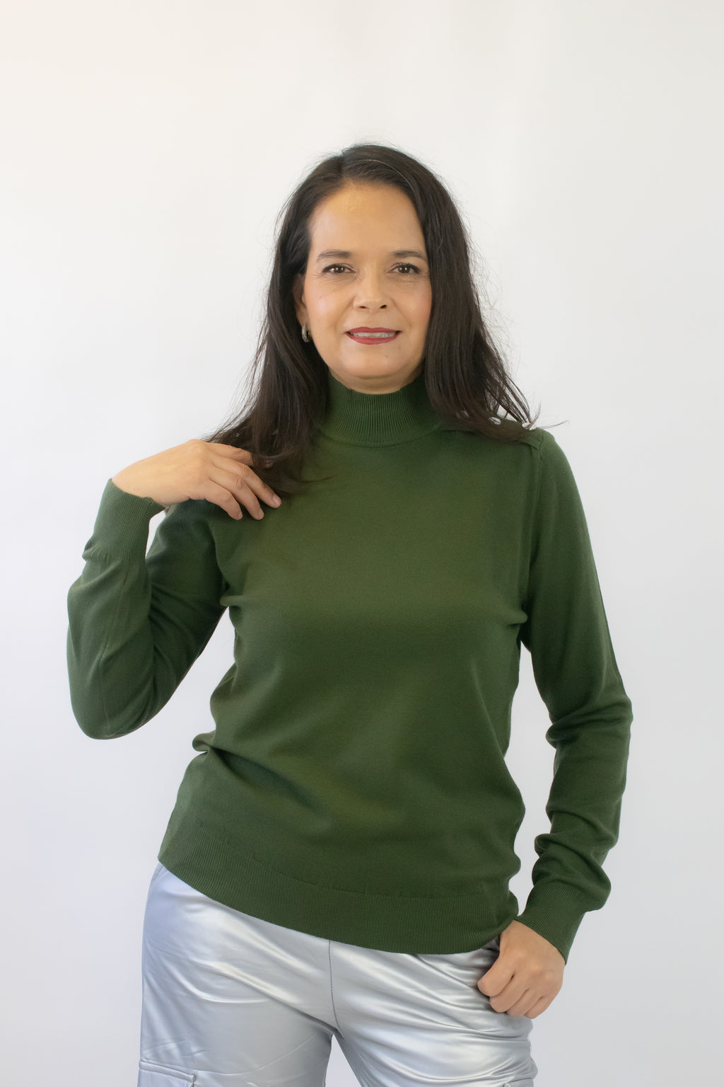 1283 Suéter Cuello Alto y Botones en los Hombros