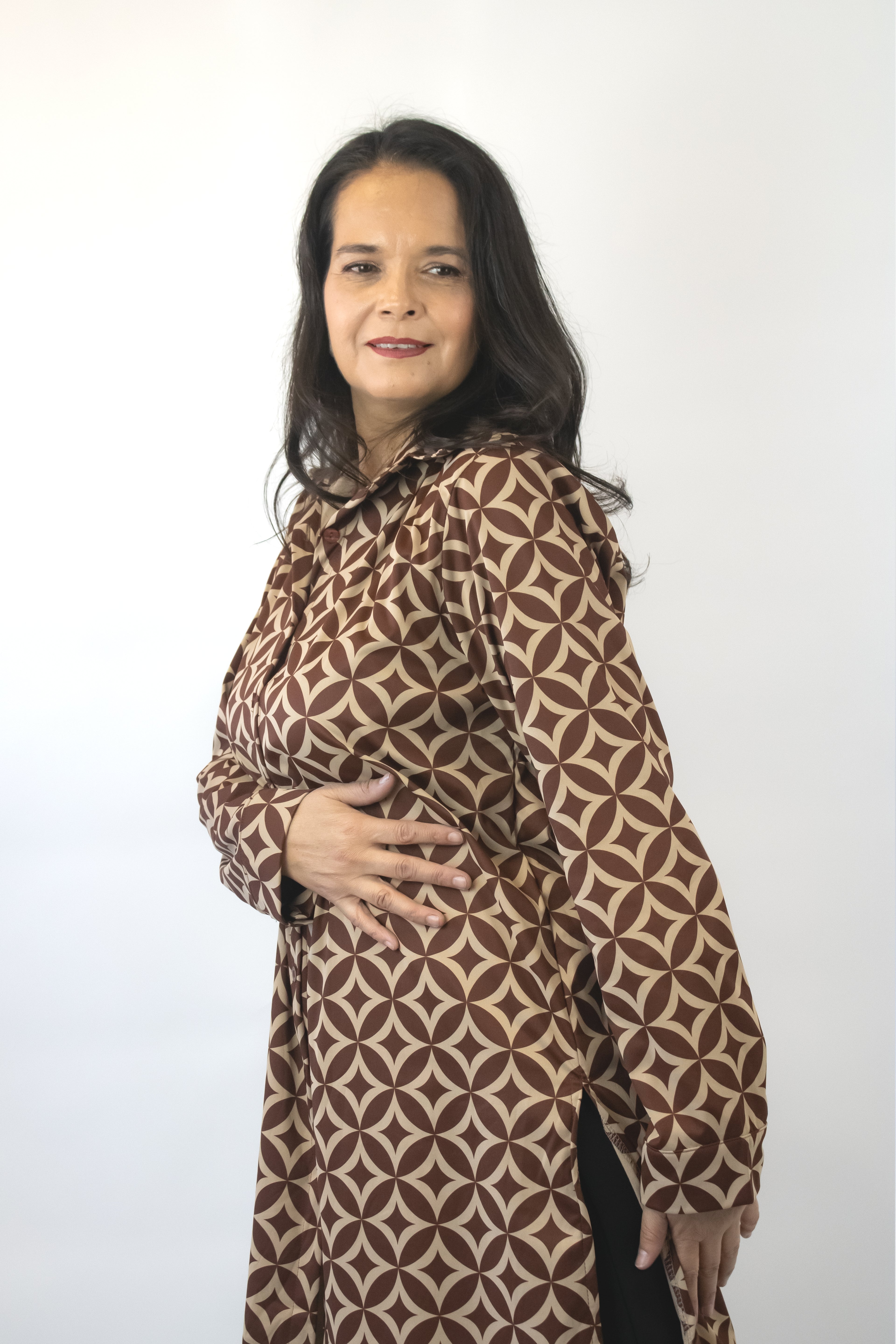 417 Conjunto Camisa Estampada Rombos y Círculos