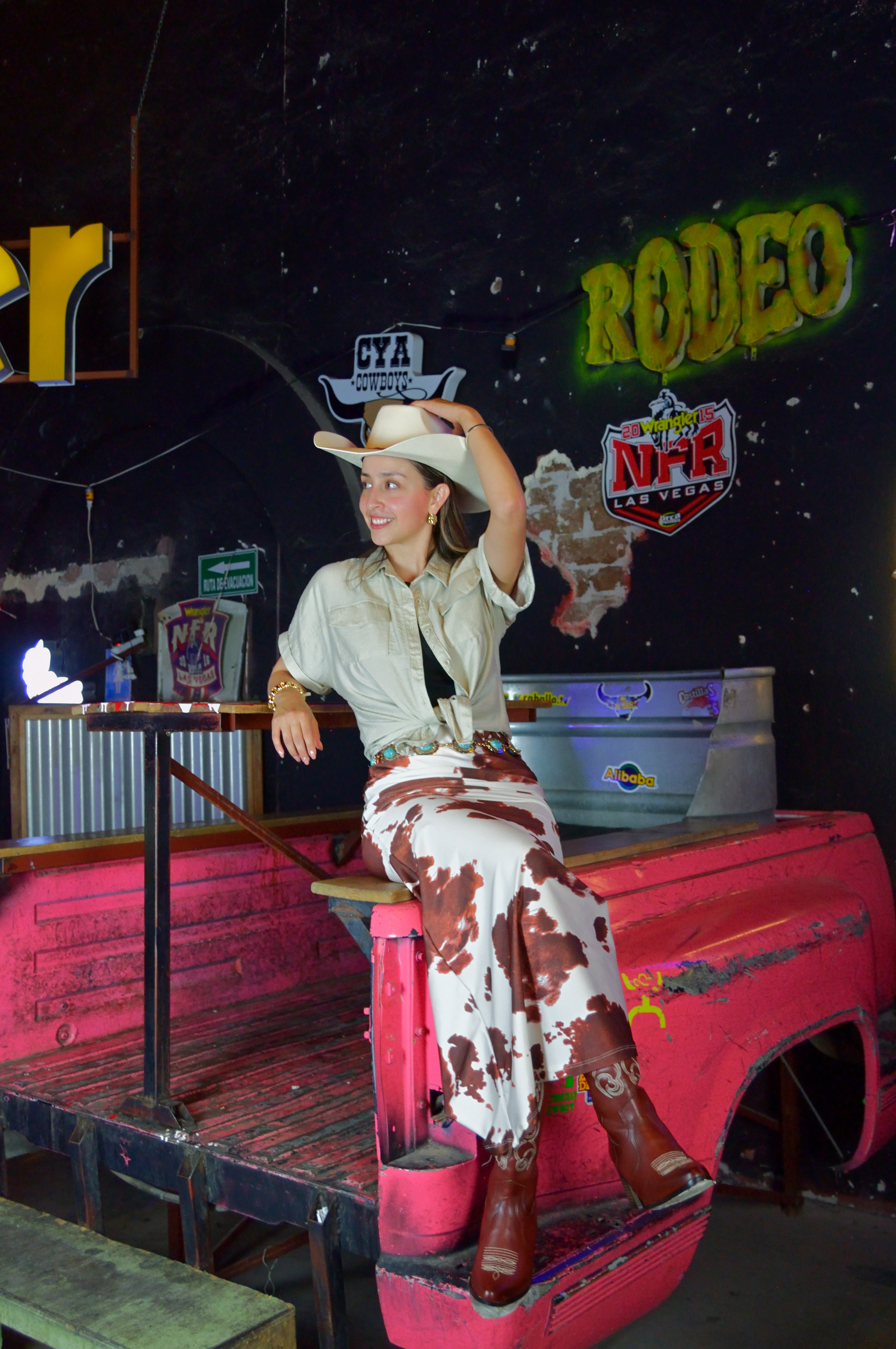 4101LVJ Falda Larga Licra Estampado Vaca