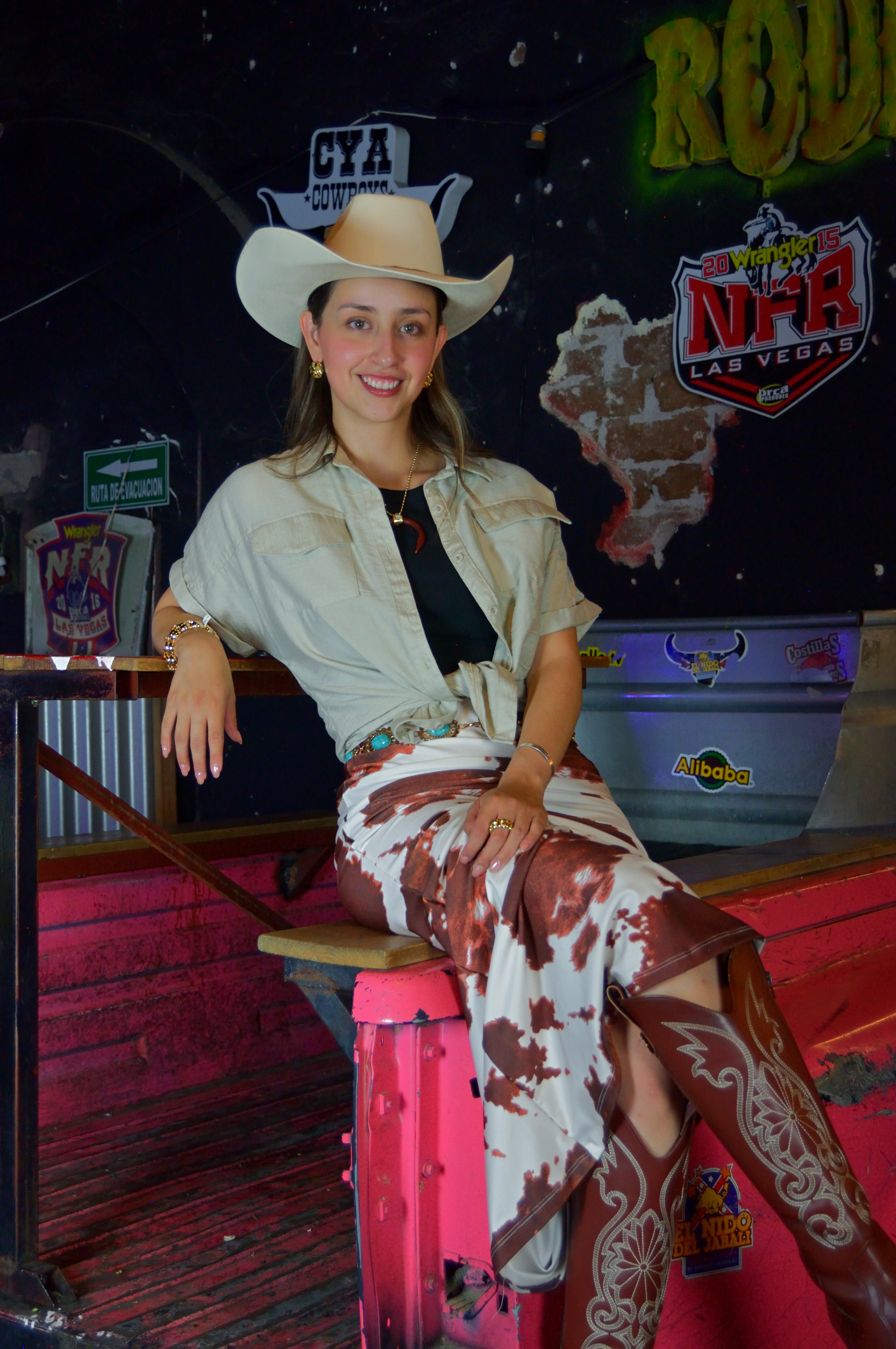 4101LVJ Falda Larga Licra Estampado Vaca