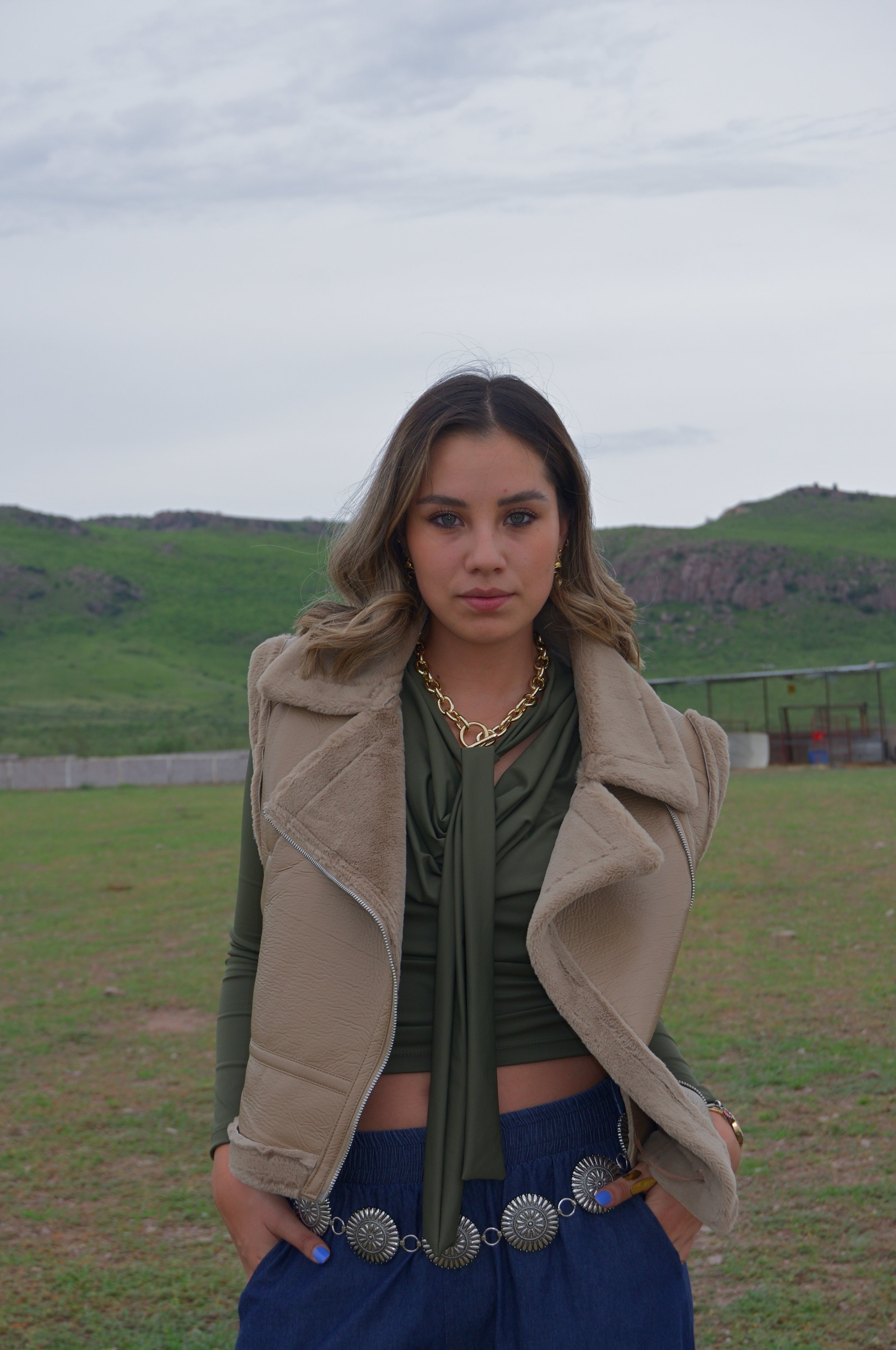 7726 Chaleco Con Zipper Bordes Afelpados