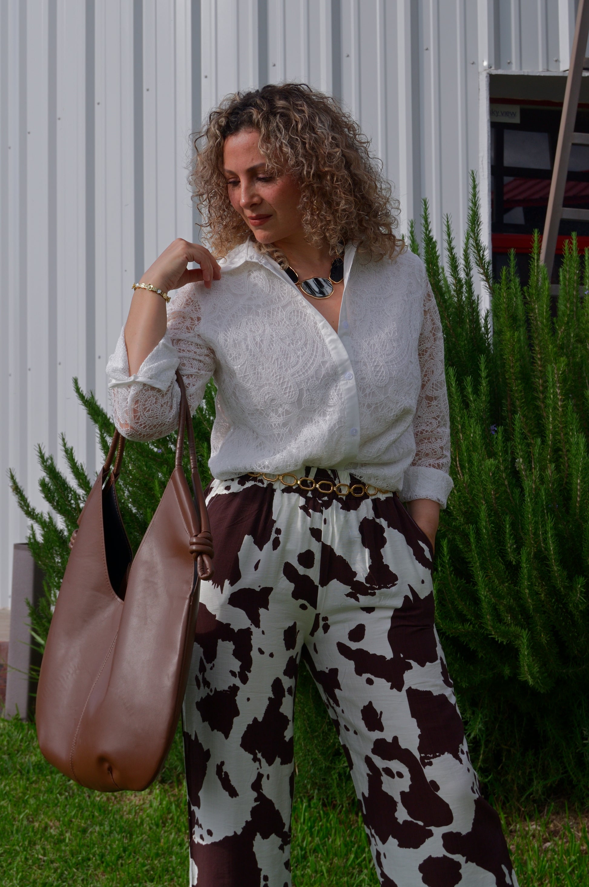 HJ-D579 Pantalón con Elástico Diseño Vaca