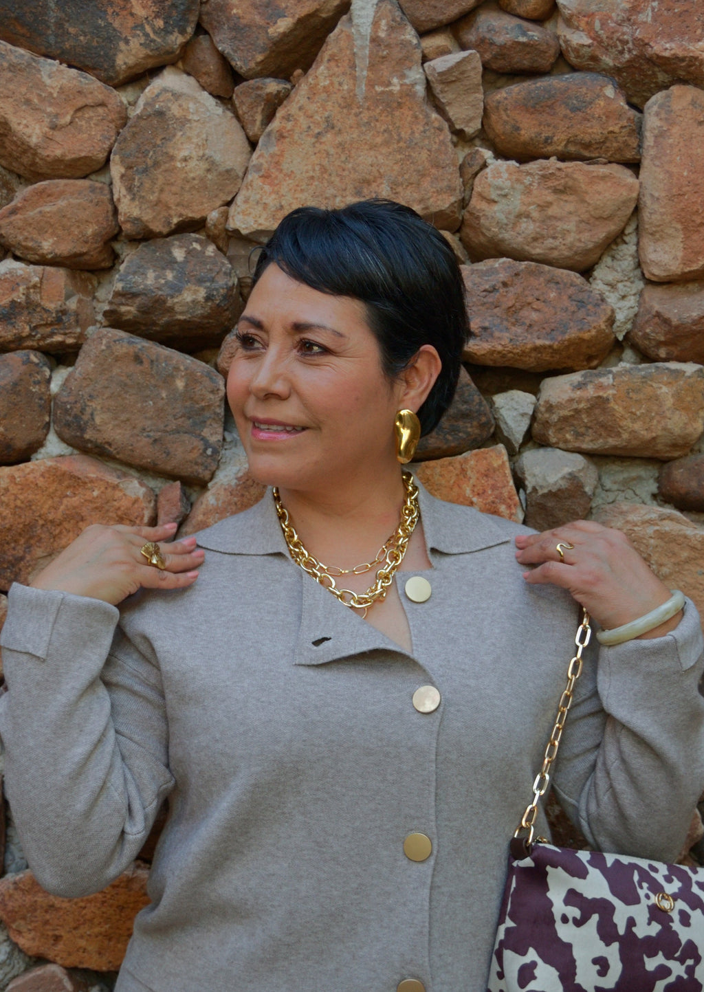 9025 Collar Triple Cadena Gruesa y Cadena Dije Moneda