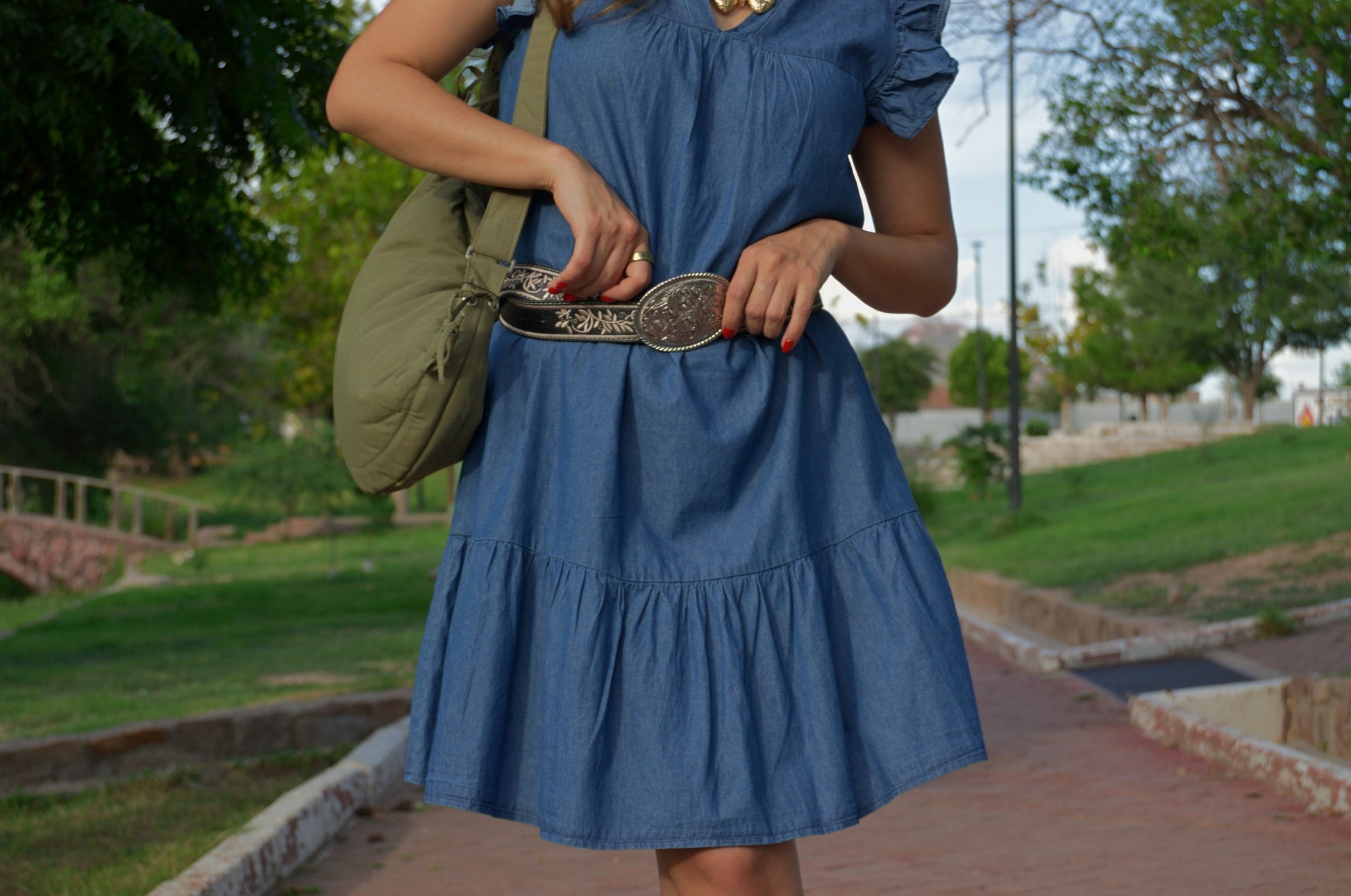 12517 Vestido tipo mezclilla manga olan