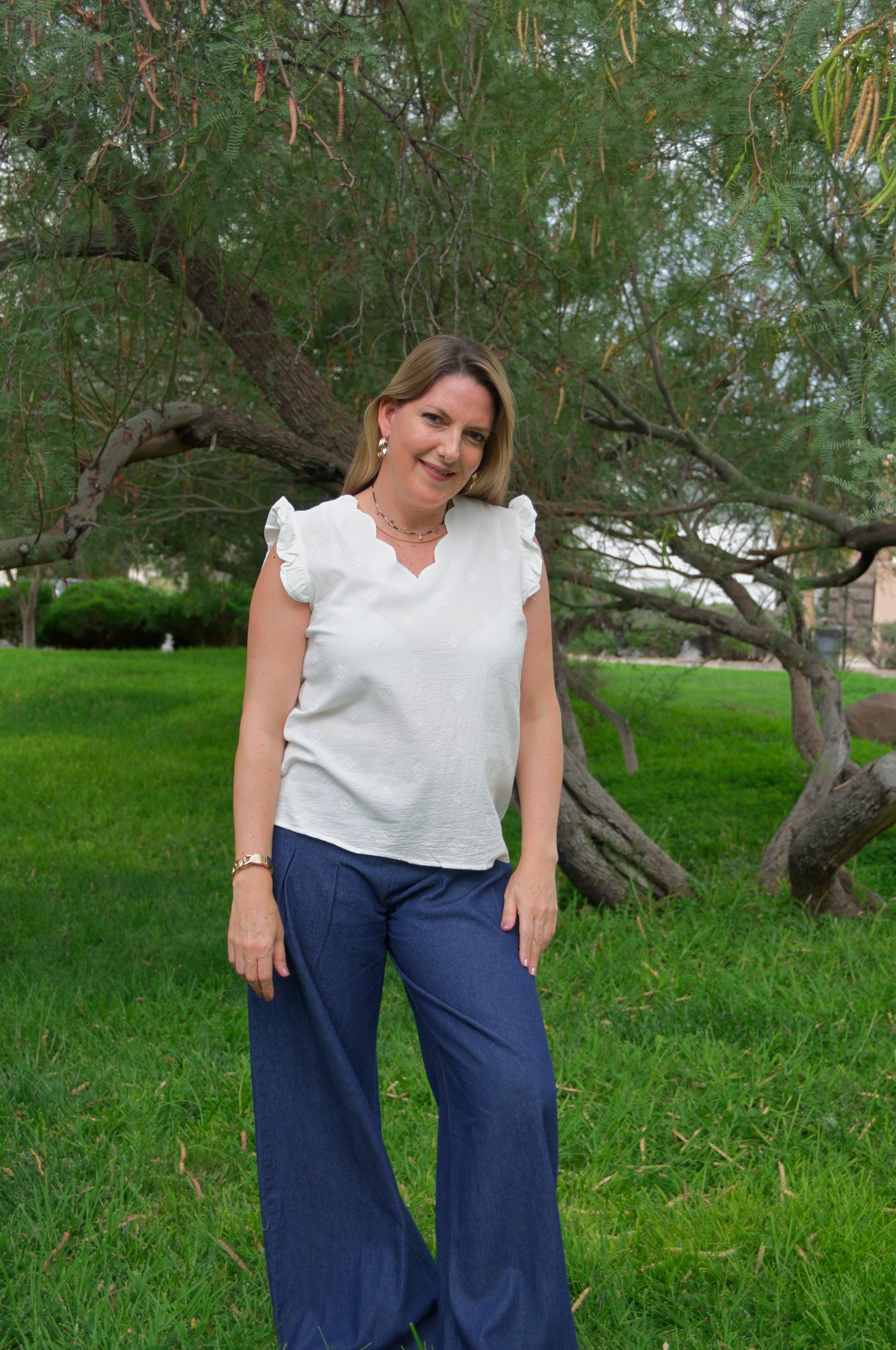 38391 Pantalón Tipo Mezclilla Acampanado
