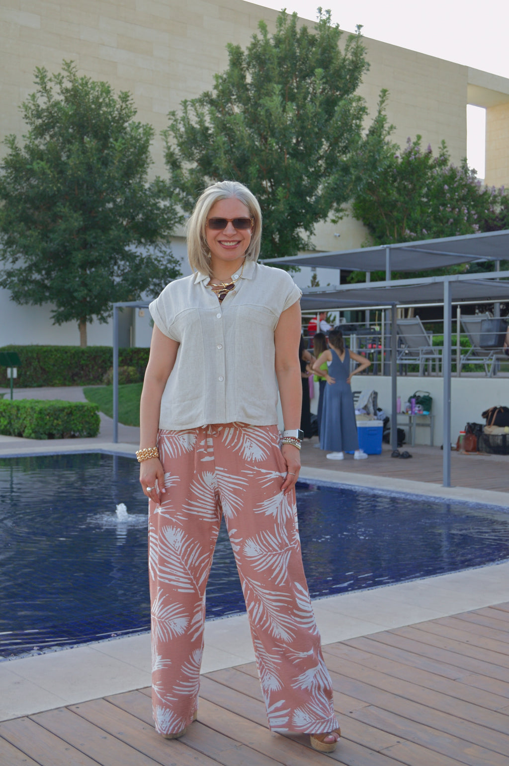 2313 Pantalón Estampado Palmeras