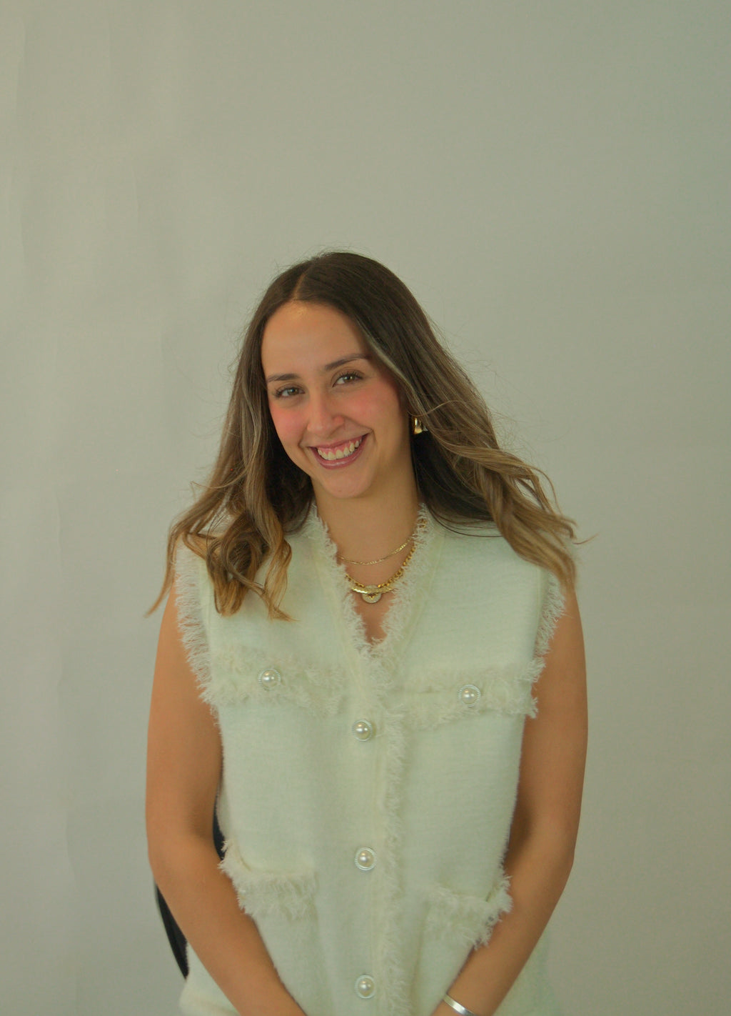 6301 Chaleco Afelpado Botón Aperlado