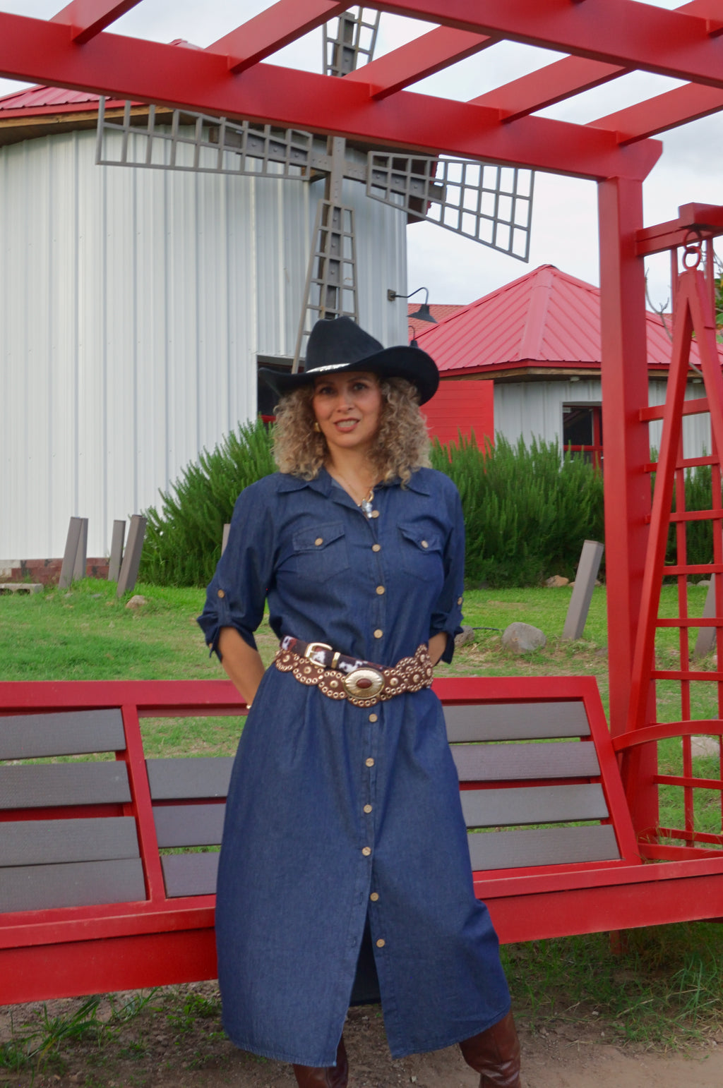 332 Vestido Mezclilla Botones Tipo Madera