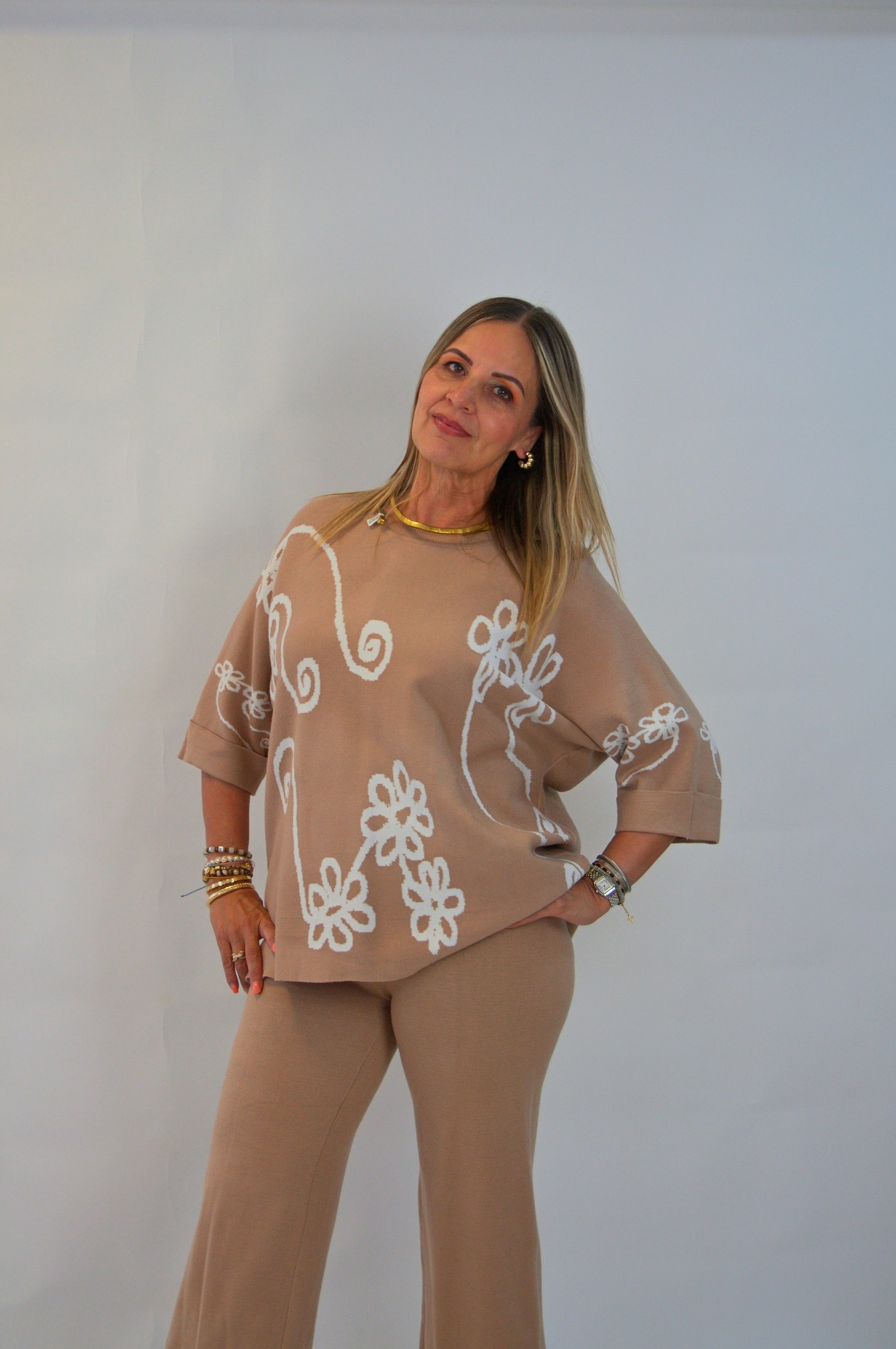 JSY804 Conjunto Suéter Diseño Flores