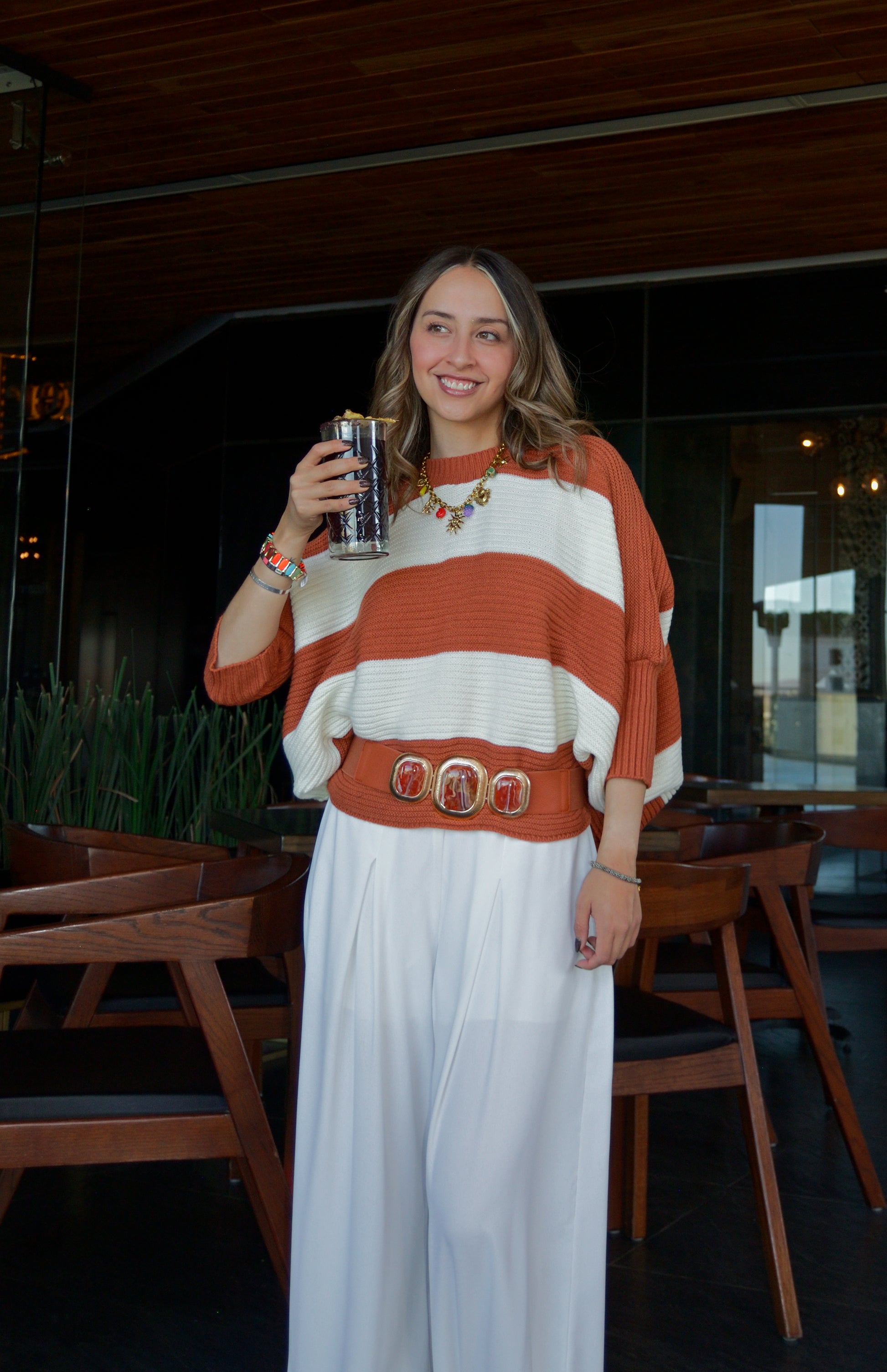 TTB-87 Cinto con Elástico Hebilla Tris Piedras Marmoleadas