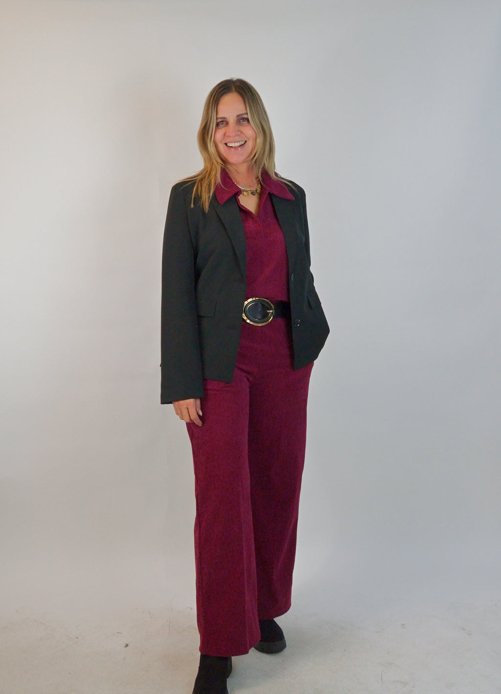 12700 Conjunto Tipo Pana Suéter Cuello V Camisa