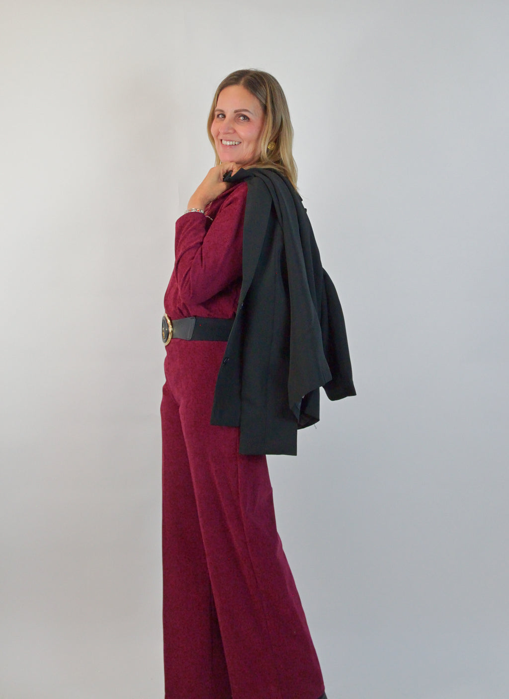 12700 Conjunto Tipo Pana Suéter Cuello V Camisa