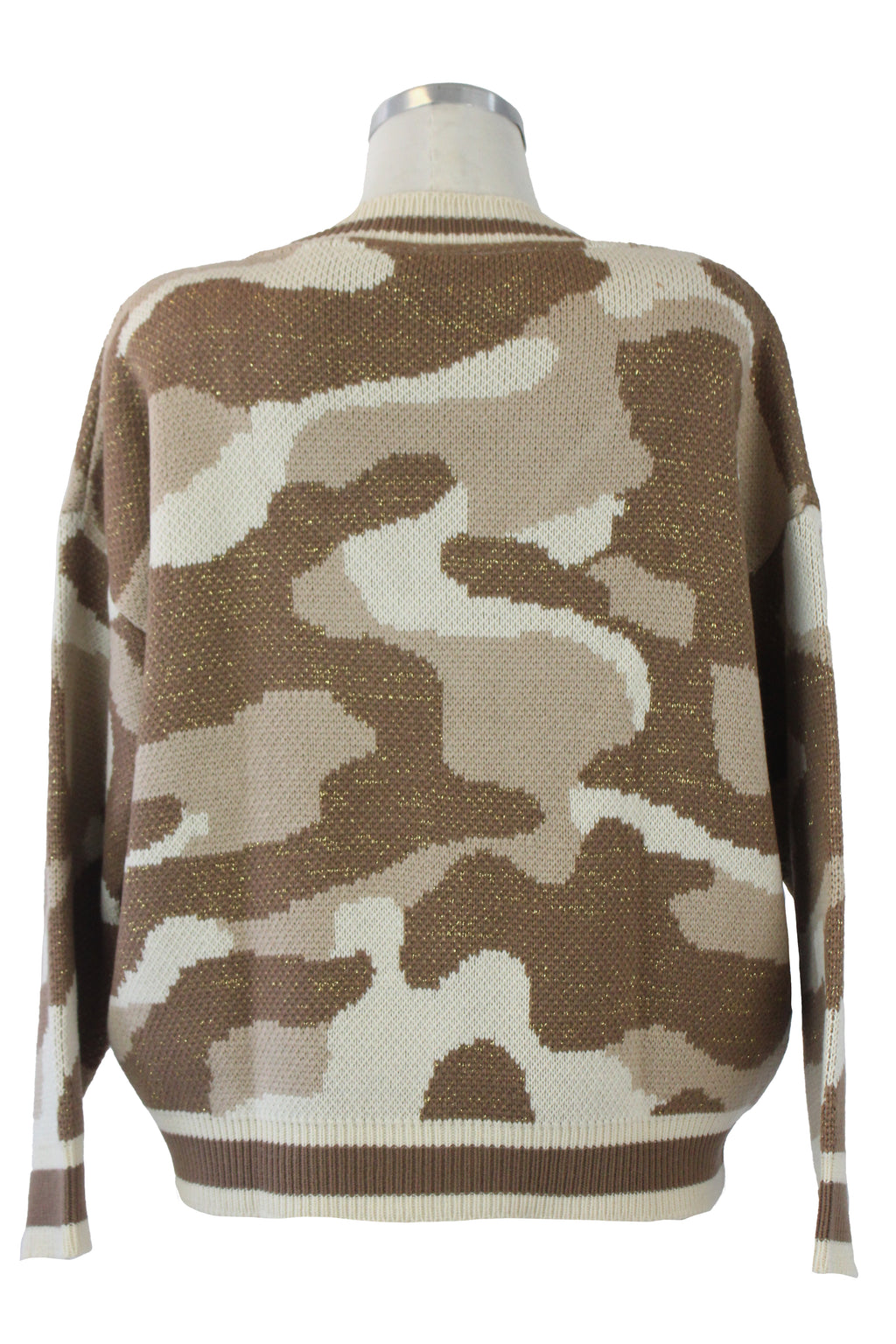 573 Sueter Camuflajeado Hilo Brilloso Cuello V