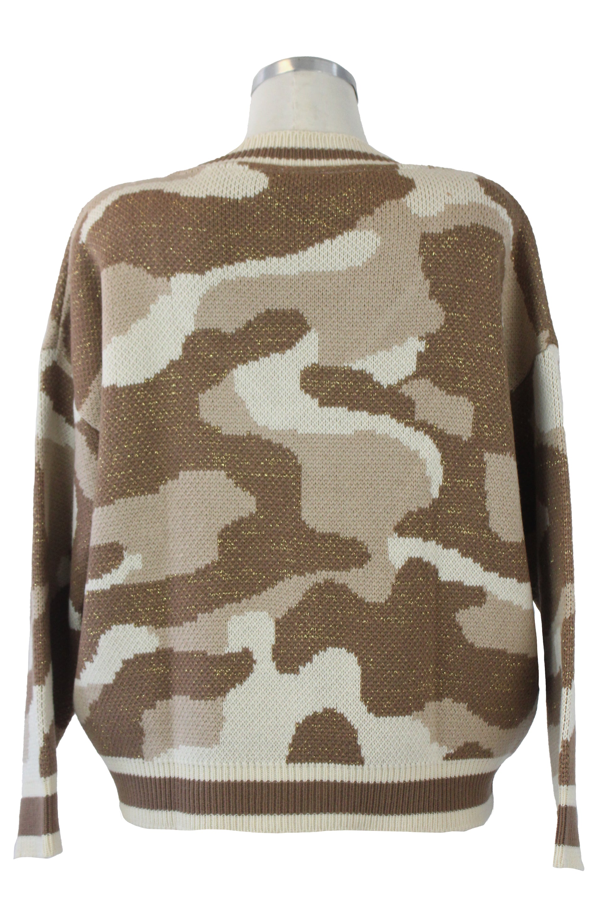 573 Sueter Camuflajeado Hilo Brilloso Cuello V
