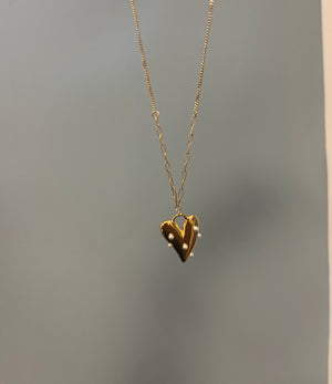 COCA Collar Corazon Aperlado Cadena Mini Eslabon