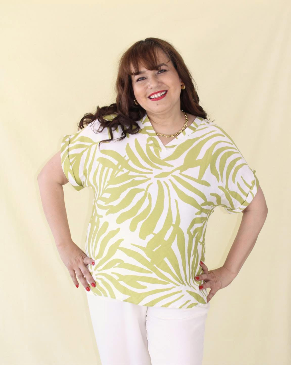 1607 Blusa Estampado Palmera
