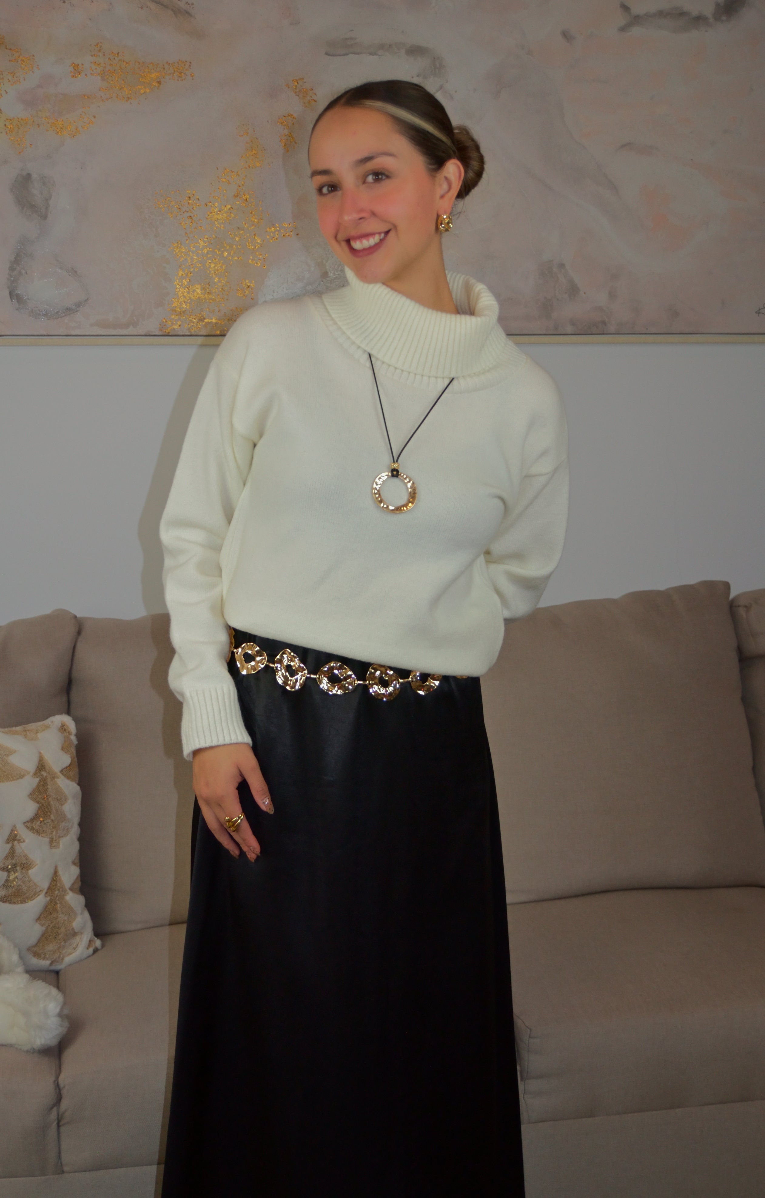 ST091 Suéter Tejido Liso Cuello de Tortuga