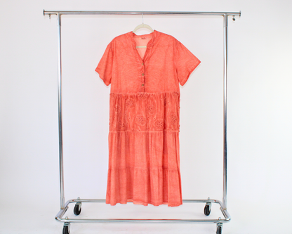 LRS25008 Vestido Largo Cuello Mao Bordado Flores