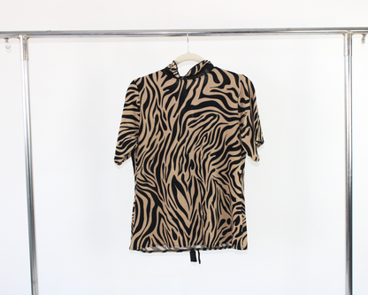 553 Blusa Calcuta Tipo Animal Print Con Lazos