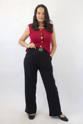 S-82 Pantalon Pierna Recta Hebillas Corazones Brillos