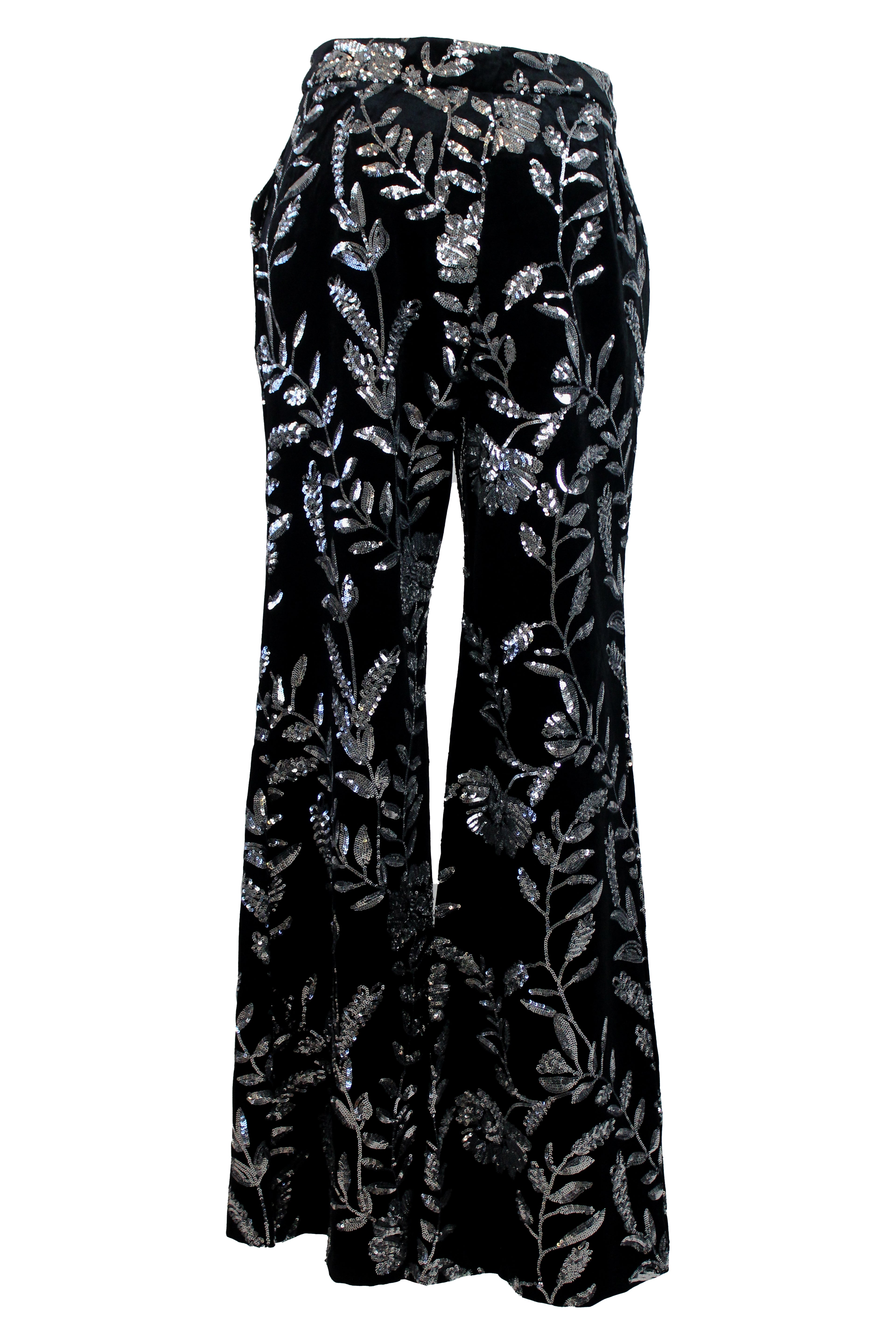 980035 Pantalon Aterciopelada Con Diseño De Lentejuelas