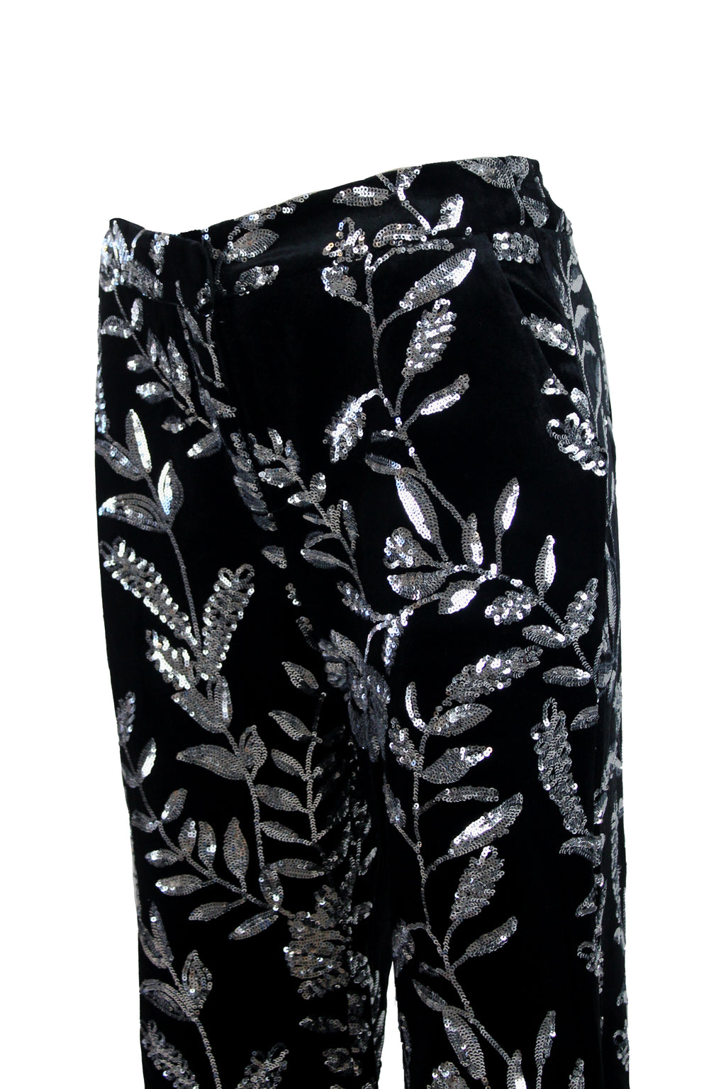 980035 Pantalon Aterciopelada Con Diseño De Lentejuelas