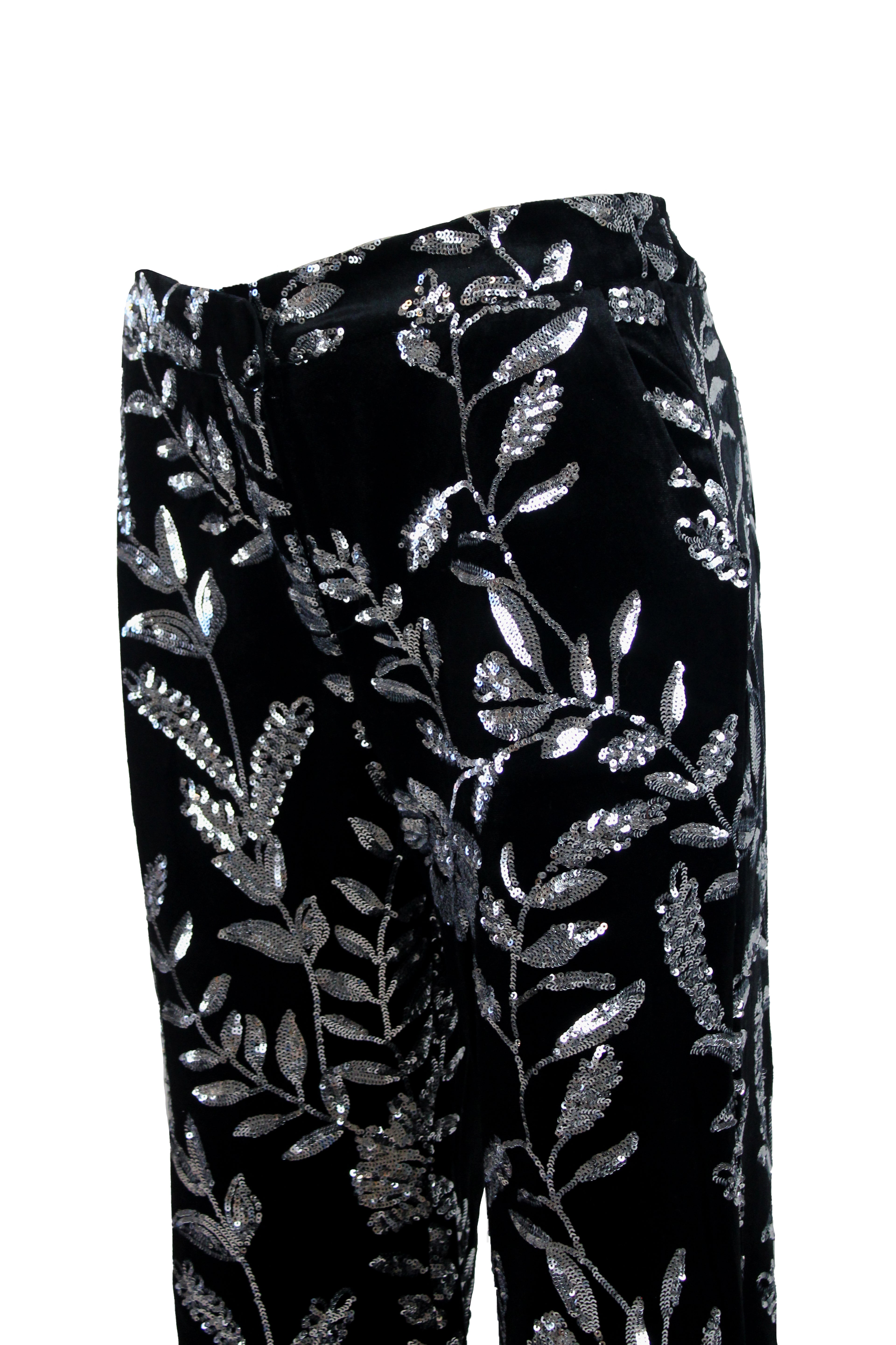 980035 Pantalon Aterciopelada Con Diseño De Lentejuelas