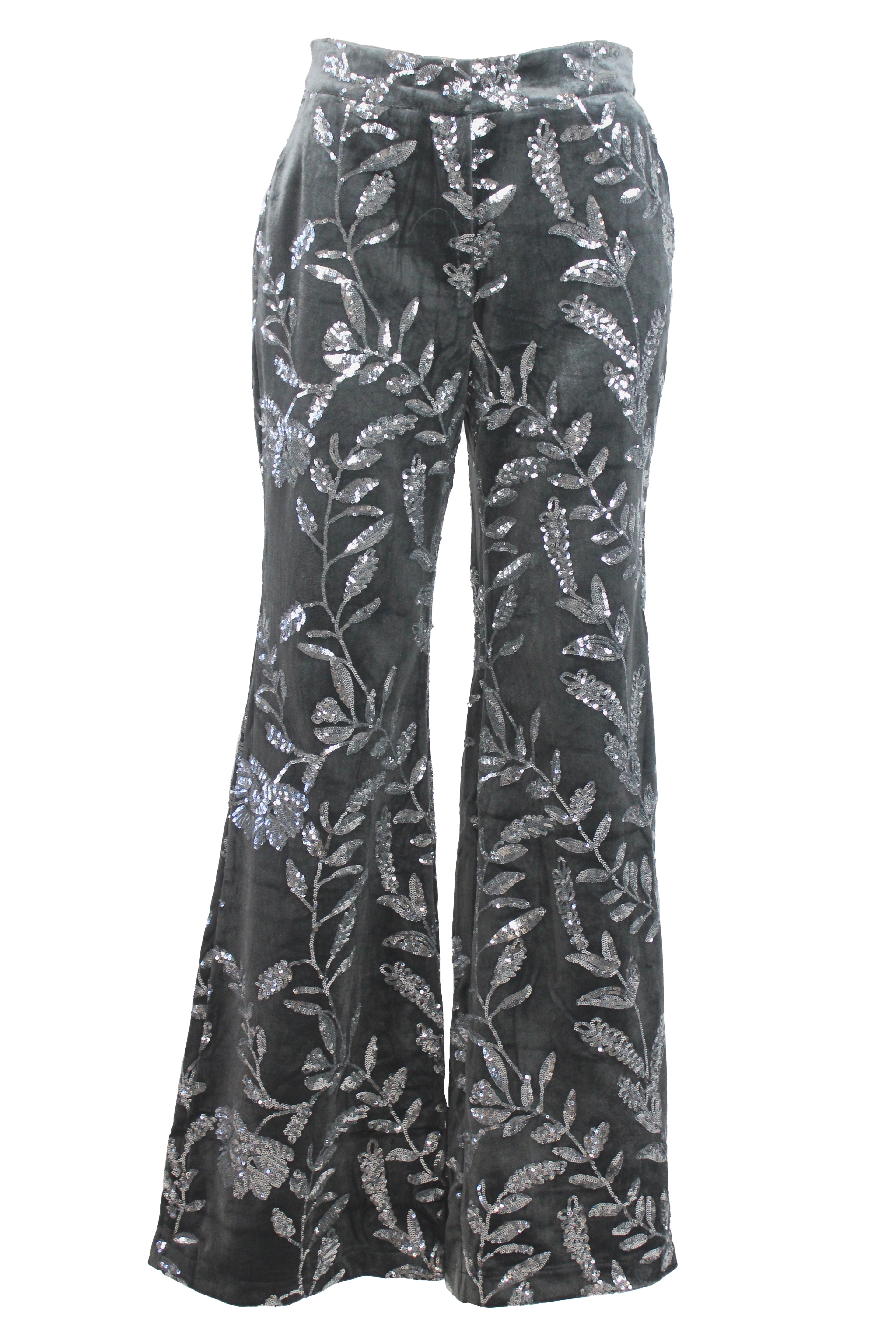980035 Pantalon Aterciopelada Con Diseño De Lentejuelas