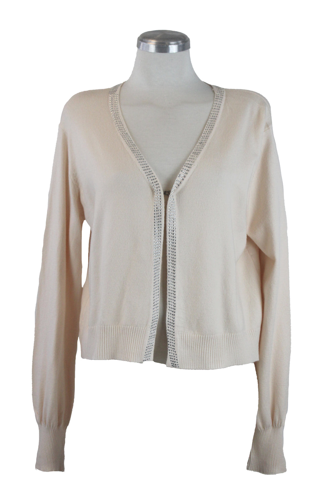 SQY-30045 Suéter con Cuello y Cierre de Brillos y Botón de Gancho