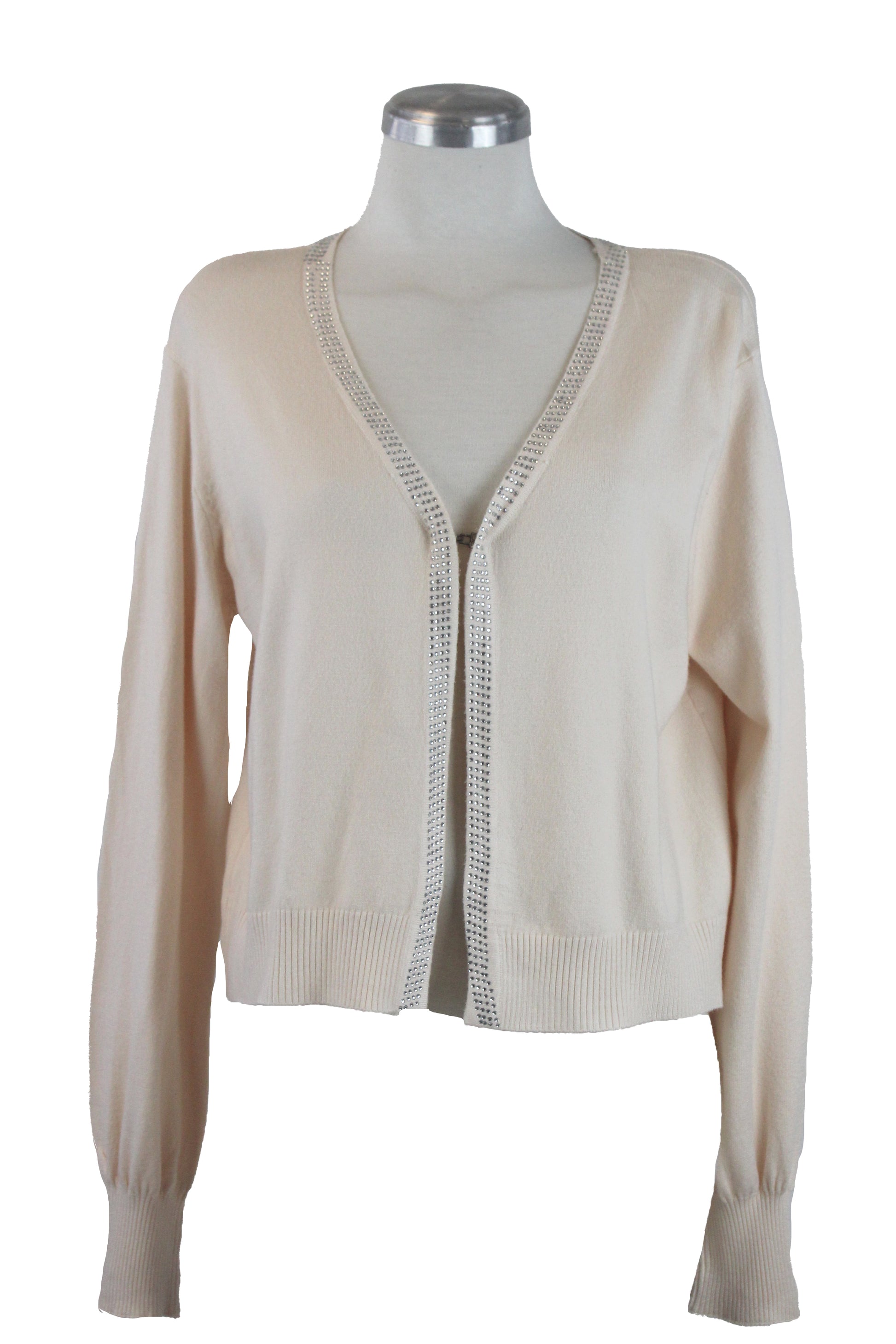 SQY-30045 Suéter con Cuello y Cierre de Brillos y Botón de Gancho