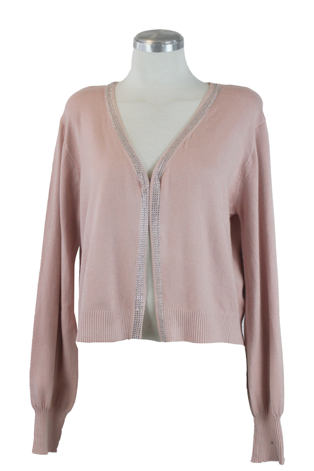 SQY-30045 Suéter con Cuello y Cierre de Brillos y Botón de Gancho