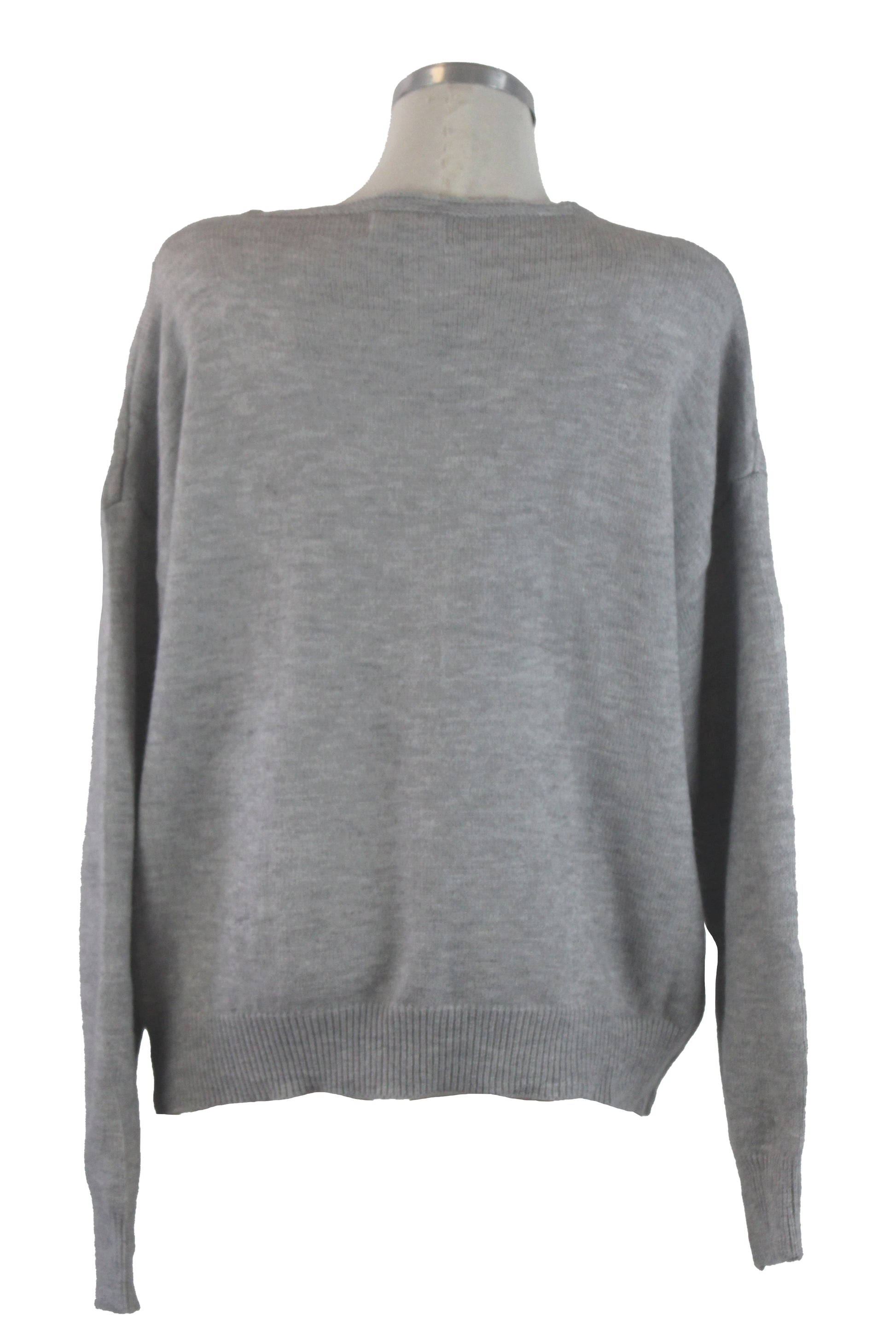 SQY30058 Suéter de Cuello V y Figuras de Brillos