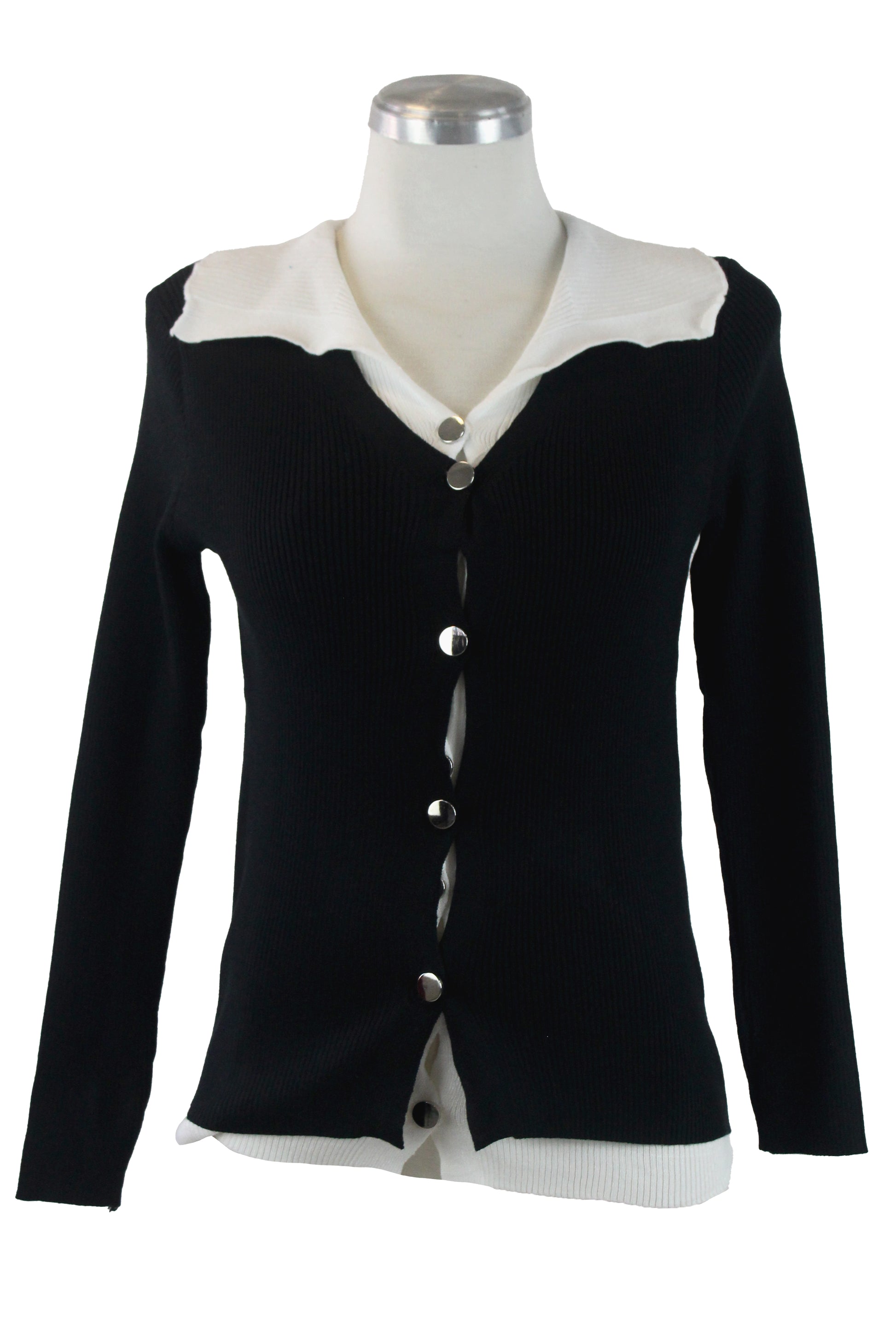 SQY-30046 Suéter Doble con Botones Dorados